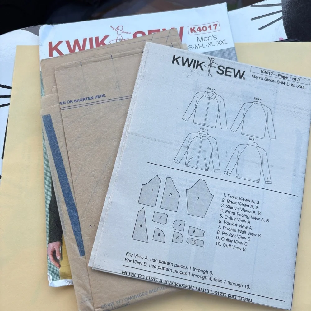 Kwik Sew Pattern K4017 for Men’s Jackets